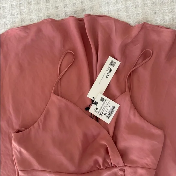 Zara Elegant Pink Spaghetti Strap Dress - Picture 9 of 10